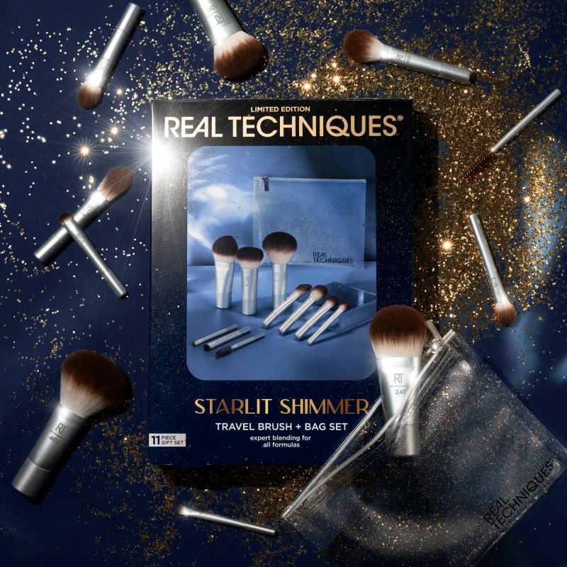 REAL TECHNIQUES  Limited Edition Starlit Shimmer Travel Brush + Bag Set,REAL TECHNIQUES , เซ็ต แปรง REAL TECHNIQUES , แปรงแต่งหน้า REAL TECHNIQUES , ซื้อ REAL TECHNIQUES , REAL TECHNIQUES ราคา , REAL TECHNIQUES รีวิว